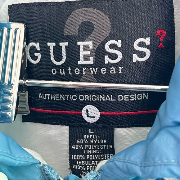 Vintage Guess Puffer Vest Jacket large blue - Picture 9 of 10